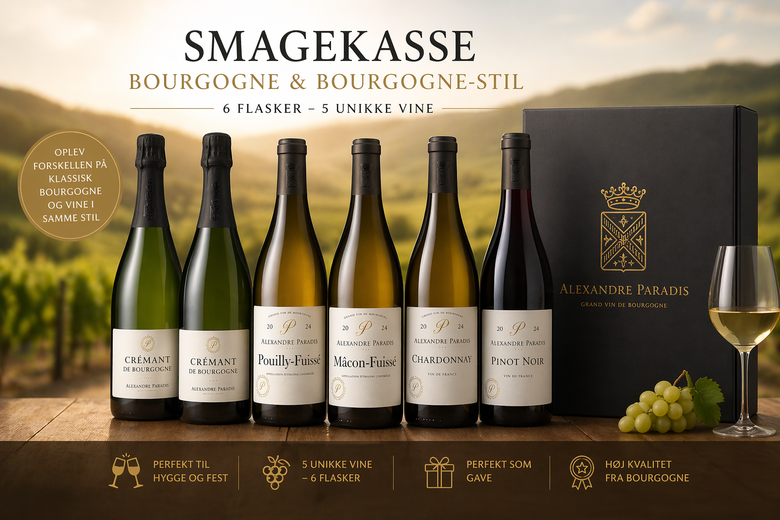 Smagekasse – Bourgogne & Bourgogne-stil (6 flasker)