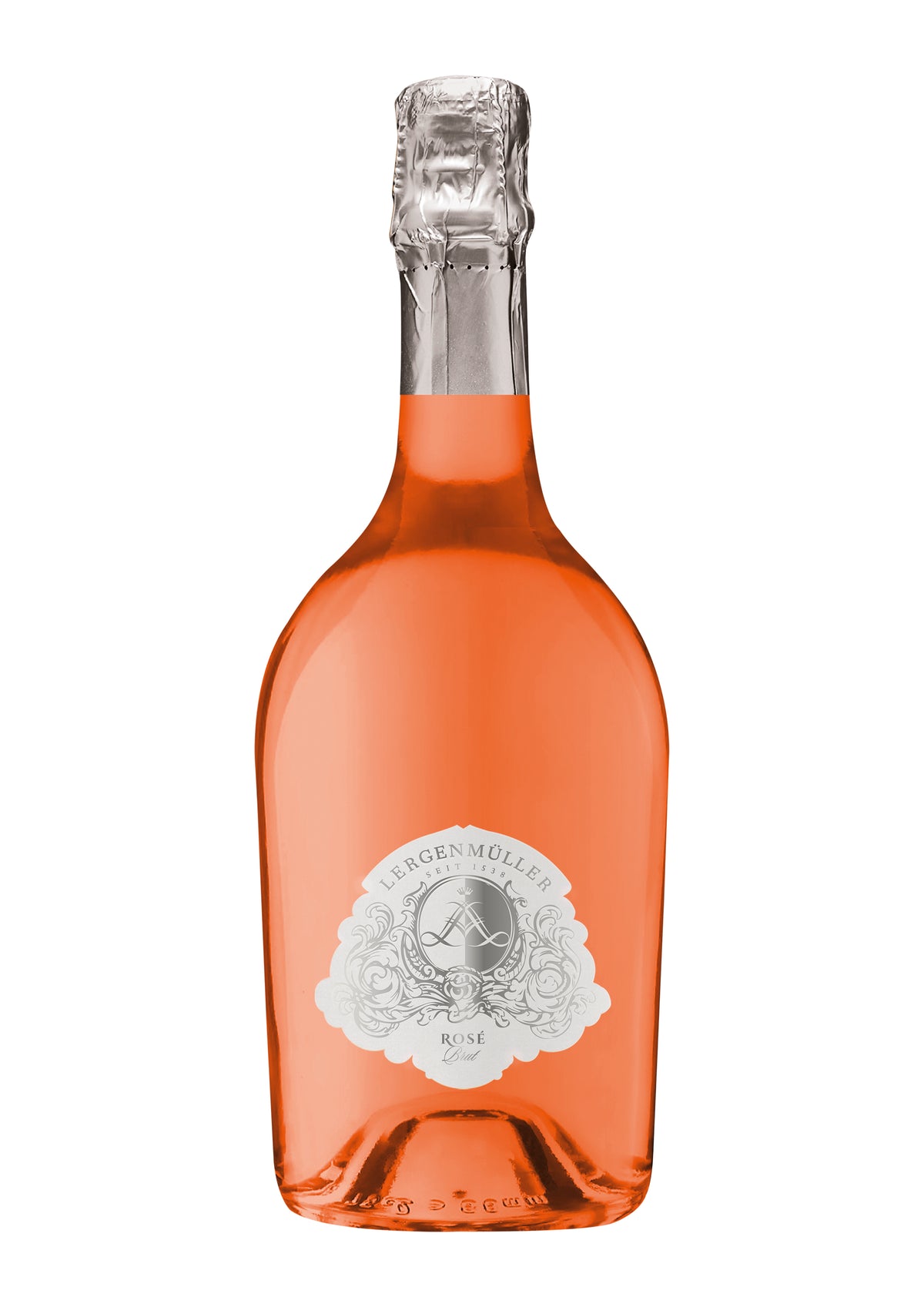 Lergenmüller Rosé Brut – flaske på hvid baggrund